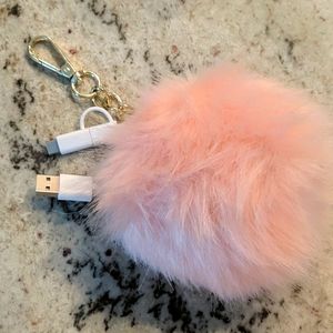 Pink Fluffy Cell Phone Charger Purse Charm